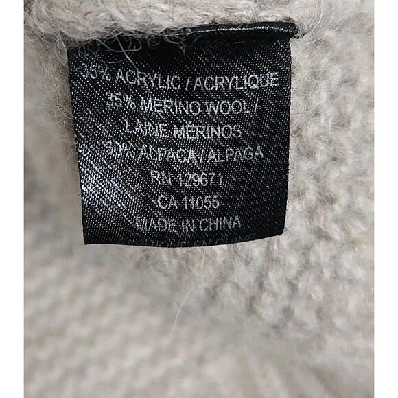 360 Cashmere Cowl Neck Cropped Sweater Oatmeal Beige Wool Alpaca Blend Women’s M - Picture 6 of 9